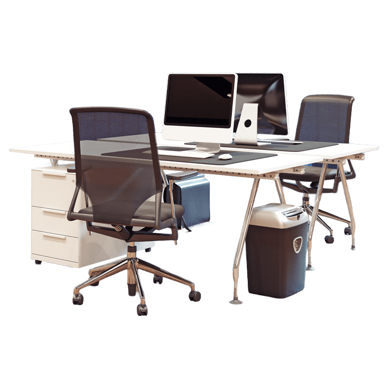 scrivania con computer ufficio